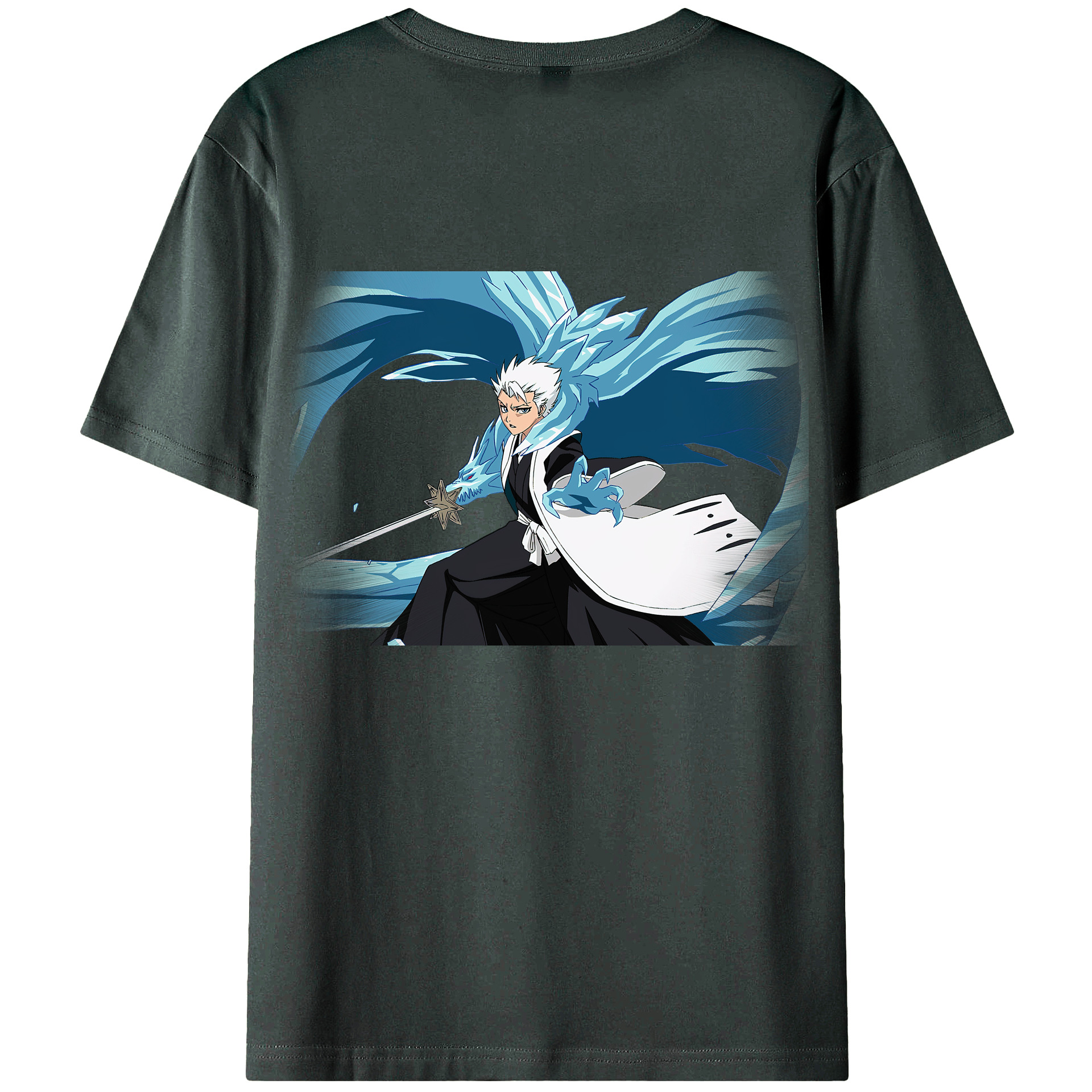 （画像用） ブリーチ 日番谷冬獅郎（ひつがや とうしろう） BLEACH Hitsugaya Toushirou 綿100％ メンズ半袖Tシャツ（バックプリント） 通気性
